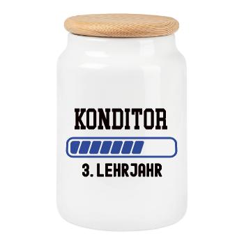 Ausbildung Konditor 3. Lehrjahr Konditorausbildung - Keksdose mit Holzdeckel - Weiß - Vorne