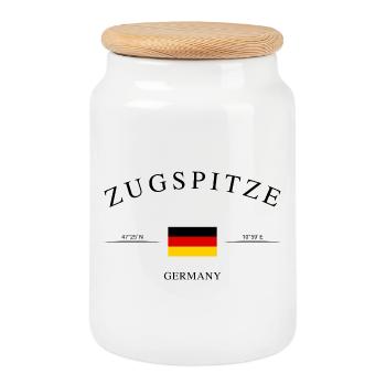 Zugspitze Allemagne – Souvenir et cadeau de Noël - Boîte à biscuits avec couvercle en bois - blanc - Devant