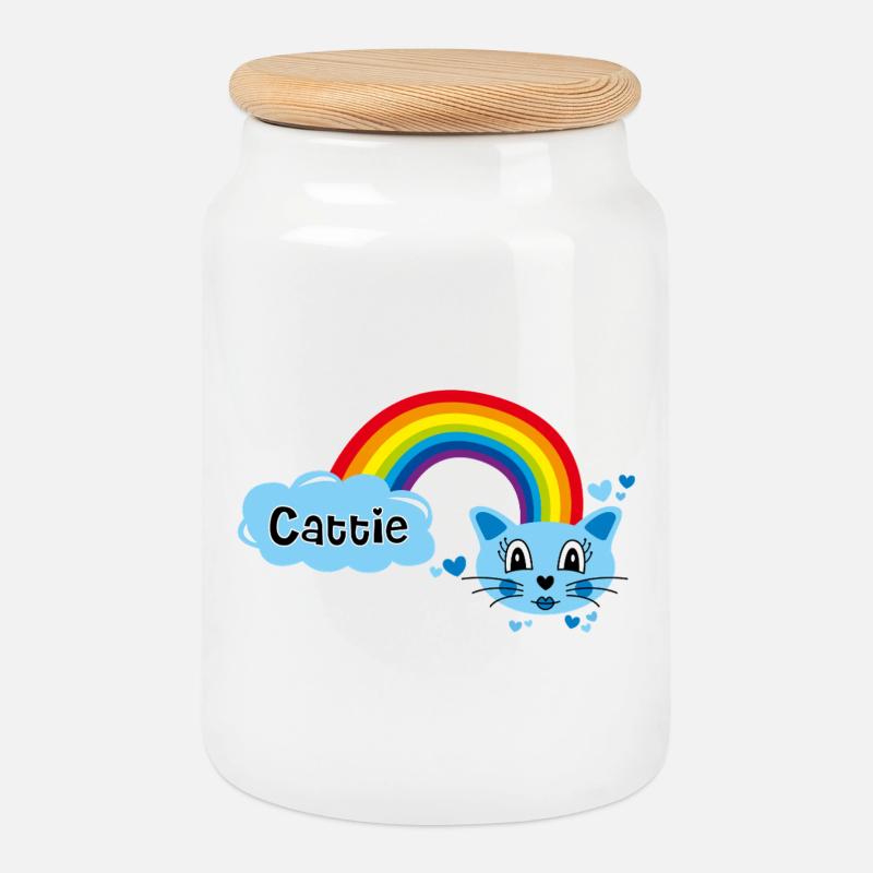 Cattie süß von Helfspawn - Keksdose mit Holzdeckel - Weiß
