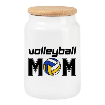 Volleyball-Mom - Keksdose mit Holzdeckel - Weiß - Vorne