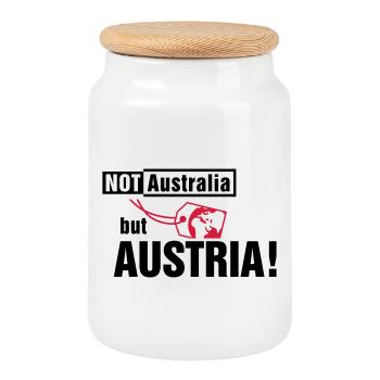 Not Australia but Austria - Cookie Jar with Wooden Lid - white - Front