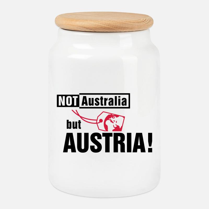 Not Australia but Austria - Cookie Jar with Wooden Lid - white
