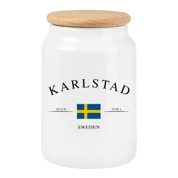 Karlstadt, Allemagne – Souvenir et cadeau de Noël - Boîte à biscuits avec couvercle en bois - blanc - Devant