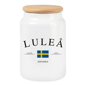Luleå, Suède – Souvenir et cadeau de Noël - Boîte à biscuits avec couvercle en bois - blanc - Devant