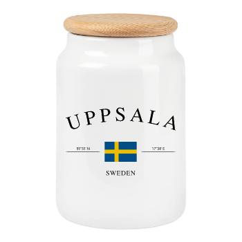 Uppsala, Suède – Souvenir et cadeau de Noël - Boîte à biscuits avec couvercle en bois - blanc - Devant