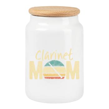 Clarinet Mom Retro Vintage Marching Band Design - Cookie Jar with Wooden Lid - white - Front