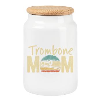 Trombone Mom Retro Vintage Marching Band Design - Cookie Jar with Wooden Lid - white - Front