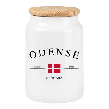 Odense, Danemark – Souvenir et cadeau des Fêtes - Boîte à biscuits avec couvercle en bois - blanc - Devant