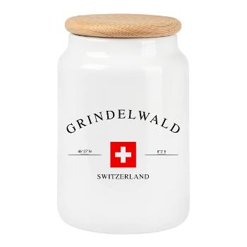 Grindelwald, Suisse – Souvenir et cadeau de Noël - Boîte à biscuits avec couvercle en bois - blanc - Devant