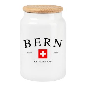 Berne, Suisse – Souvenir et cadeau de vacances - Boîte à biscuits avec couvercle en bois - blanc - Devant