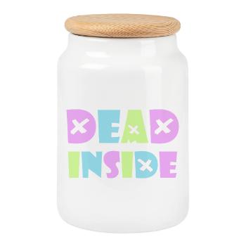 Dead Inside Kawaii Emo Punk Rock Anime Gothic Goth - Cookie Jar with Wooden Lid - white - Front