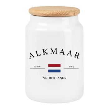 Alkmaar Pays-Bas – Souvenir et cadeau de vacances - Boîte à biscuits avec couvercle en bois - blanc - Devant