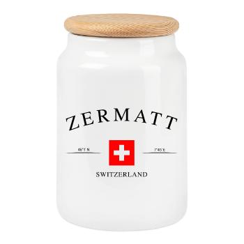 Zermatt, Suisse – Souvenir et cadeau de vacances - Boîte à biscuits avec couvercle en bois - blanc - Devant
