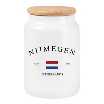 Nimègue, Pays-Bas – Souvenir et cadeau de Noël - Boîte à biscuits avec couvercle en bois - blanc - Devant