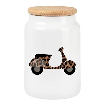 Roller Leolook Pattern Animal Print Zoo Safari Fan - Cookie Jar with Wooden Lid - white - Front