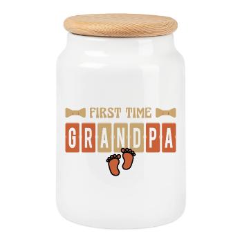 Papy en devenir pour la première fois - Boîte à biscuits avec couvercle en bois - blanc - Devant