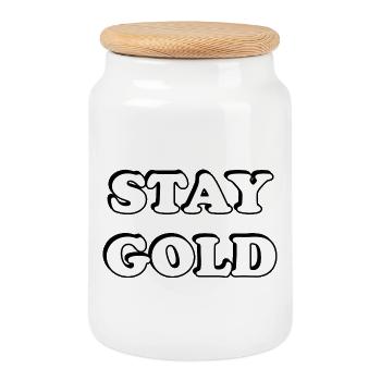Stay Gold Bold Typography - Cookie Jar with Wooden Lid - white - Front