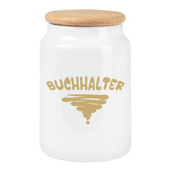 Geschenk für Buchhalter - Keksdose mit Holzdeckel - Weiß - Vorne