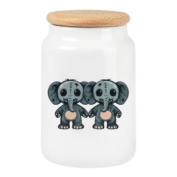 Elephant Halloween Team Funny - Cookie Jar with Wooden Lid - white - Front