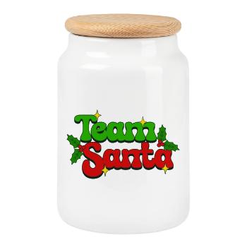 Idée de cadeau du Père Noël pour une ambiance festive - Boîte à biscuits avec couvercle en bois - blanc - Devant