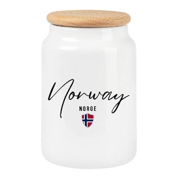 Elegant design Norway, Norwegian pride - Cookie Jar with Wooden Lid - white - Front