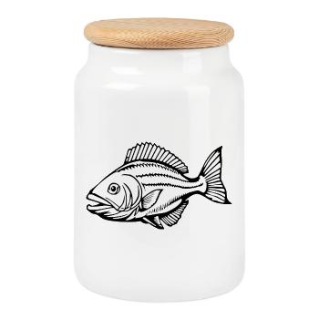 Cadeau de t-shirt Fish Angler - Boîte à biscuits avec couvercle en bois - blanc - Devant
