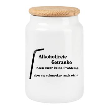 Non-alcoholic beverages - Cookie Jar with Wooden Lid - white - Front