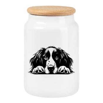 Epagneul Breton Head - Cookie Jar with Wooden Lid - white - Front