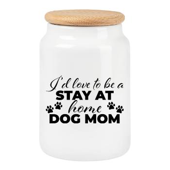 Au foyer chien maman - Boîte à biscuits avec couvercle en bois - blanc - Devant
