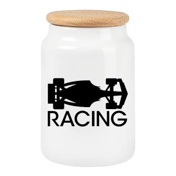 Conception rapide de voitures de course pour les fans de sport automobile - Boîte à biscuits avec couvercle en bois - blanc - Devant