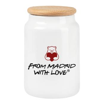 Madrid Bear with Love - Cookie Jar with Wooden Lid - white - Front