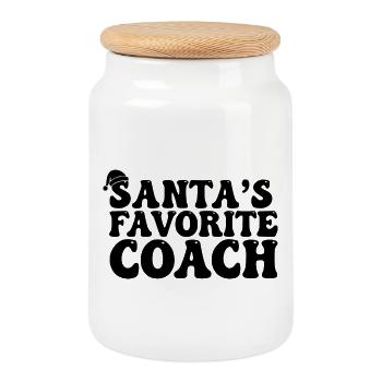 Santas' Favorite Coach - Cookie Jar with Wooden Lid - white - Front