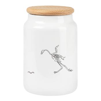 Skeletthenne - Keksdose mit Holzdeckel - Weiß - Vorne