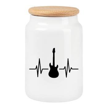 Guitare Pulse Silhouette - Boîte à biscuits avec couvercle en bois - blanc - Devant
