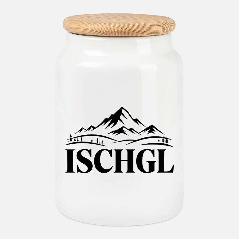 Ischgl - Souvenir Design - Keksdose mit Holzdeckel - Weiß