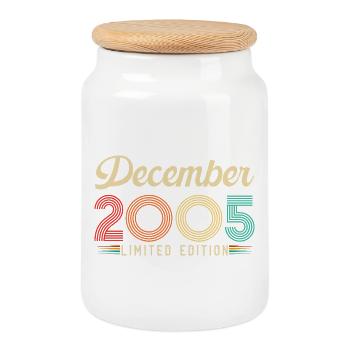 December 2005 Retro Vintage Birthday Gift - Cookie Jar with Wooden Lid - white - Front