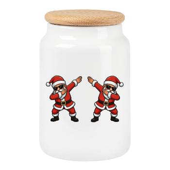 Dab Santa Doppelgänger - Keksdose mit Holzdeckel - Weiß - Vorne