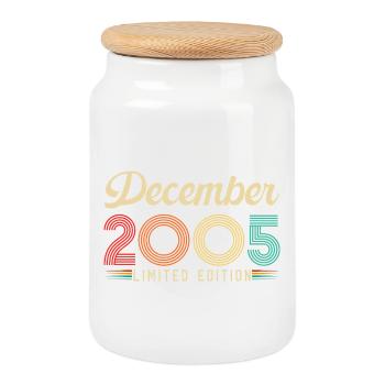 20 Year Anniversary Gift Born December 2005 - Cookie Jar with Wooden Lid - white - Front