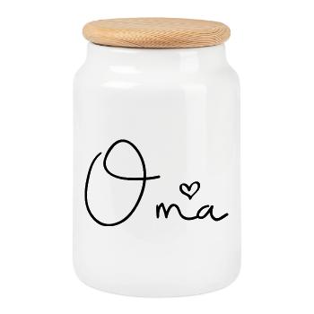 Oma - Keksdose mit Holzdeckel - Weiß - Vorne