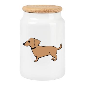 süßer Dachshund Hunde T-shirt Geschenk Kinder - Keksdose mit Holzdeckel - Weiß - Vorne
