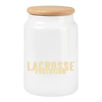 Lacrosse Evolution Funny Sports Humor Parody - Cookie Jar with Wooden Lid - white - Front