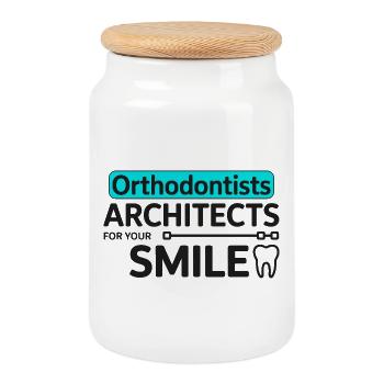 Dentiste Professionnel Architecte De La Conception Du Sourire - Boîte à biscuits avec couvercle en bois - blanc - Devant