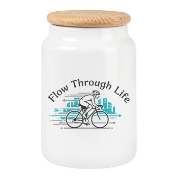 Flow Through Life - Keksdose mit Holzdeckel - Weiß - Vorne