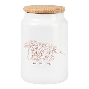 Satisfactory - "Find the Slug!" - Cookie Jar with Wooden Lid - white - Front