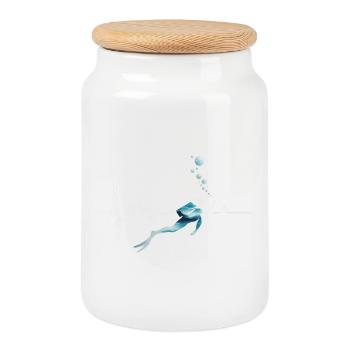 Diving Heartbeat - Logo de plongée sous-marine cool - Boîte à biscuits avec couvercle en bois - blanc - Devant