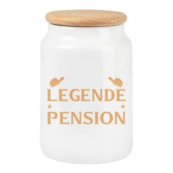 Pensionär 2026 Legende in Pension - Keksdose mit Holzdeckel - Weiß - Vorne