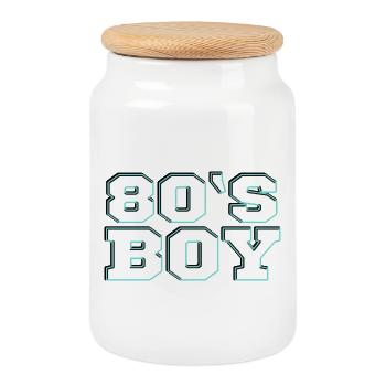 Années 80 - Boîte à biscuits avec couvercle en bois - blanc - Devant