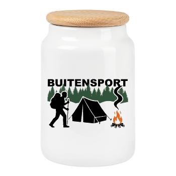 Outdoor sports - Cookie Jar with Wooden Lid - white - Front