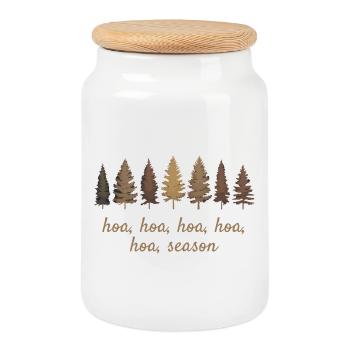 Ho, Ho, Ho Season Wald Kiefer Gemütlich - Keksdose mit Holzdeckel - Weiß - Vorne