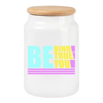 Sois gentil, sois sincère, sois toi-même, un amour de soi inspirant - Boîte à biscuits avec couvercle en bois - blanc - Devant